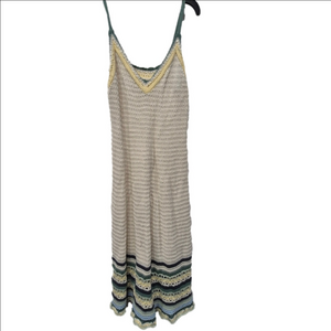 Universal Threads Crochet Cream and Green Sleeveless Dress